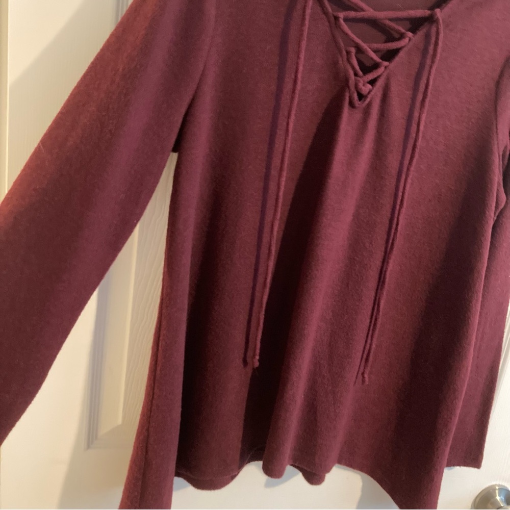 Maroon lace up sweater